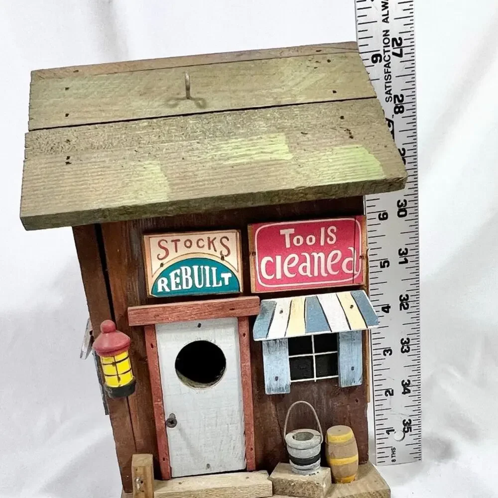 Vintage Wood Mining Town General Store Birdhouse 5x7x9